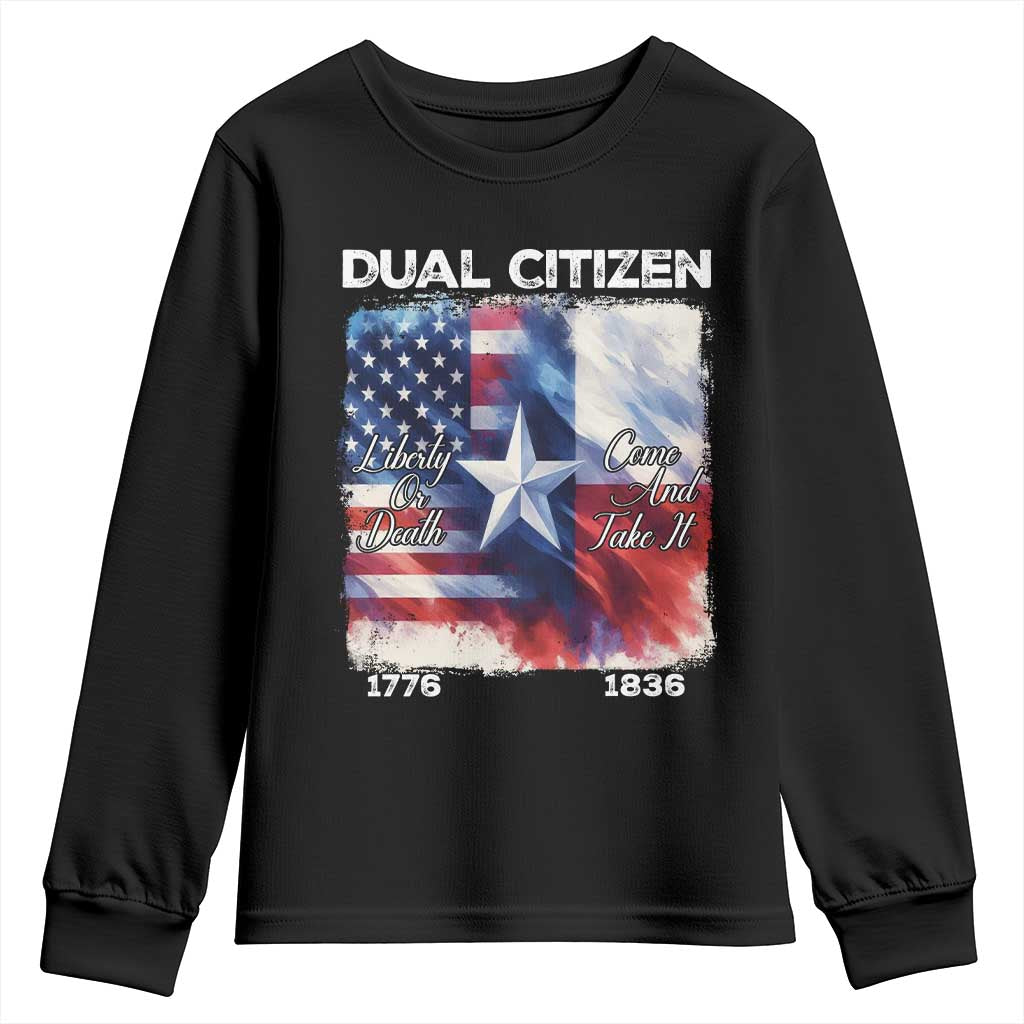 Proud American Texan Youth Sweatshirt Dual Citizen Liberty Or Death Come And Take It TS11 Black Print Your Wear