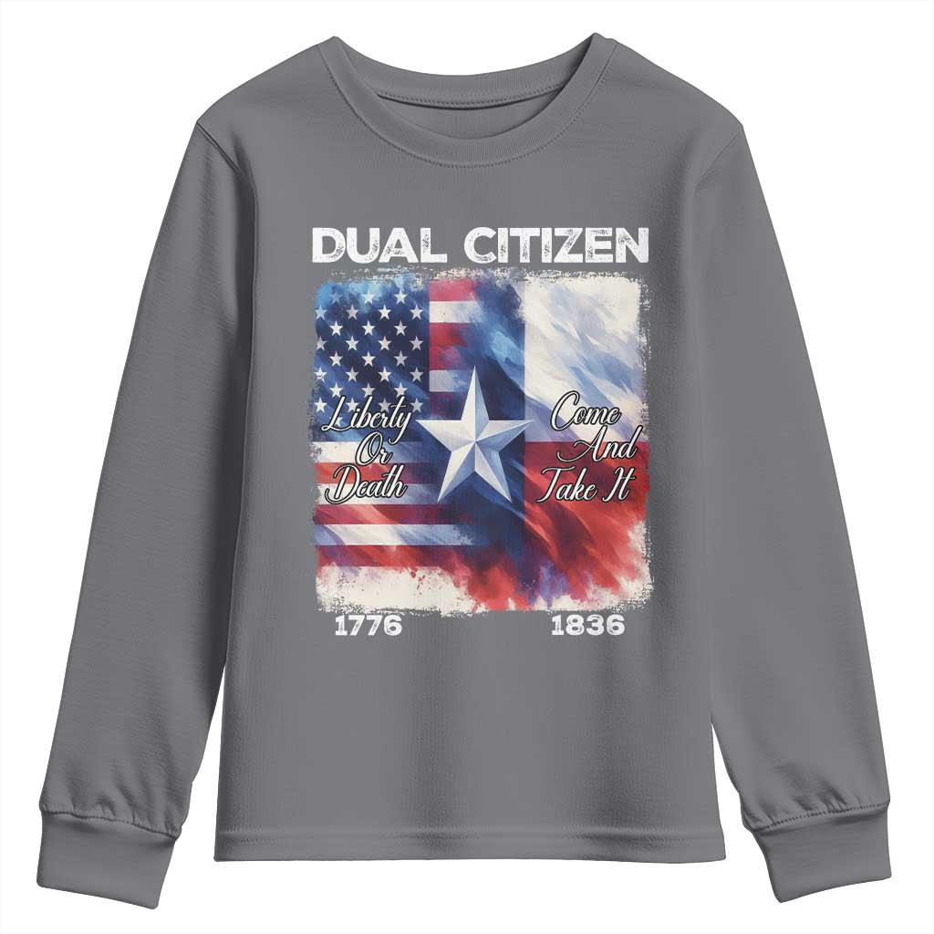 Proud American Texan Youth Sweatshirt Dual Citizen Liberty Or Death Come And Take It TS11 Charcoal Print Your Wear