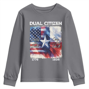 Proud American Texan Youth Sweatshirt Dual Citizen Liberty Or Death Come And Take It TS11 Charcoal Print Your Wear