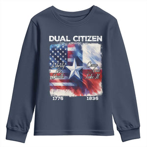 Proud American Texan Youth Sweatshirt Dual Citizen Liberty Or Death Come And Take It TS11 Navy Print Your Wear