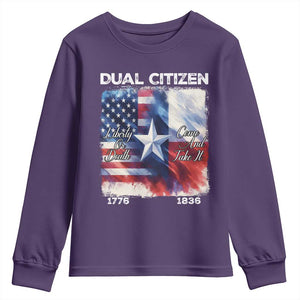 Proud American Texan Youth Sweatshirt Dual Citizen Liberty Or Death Come And Take It TS11 Purple Print Your Wear