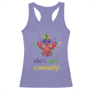 Funny Who's Your Crawdaddy Racerback Tank Top Crawfish Beads Mardi Gras TS11 Violet Print Your Wear
