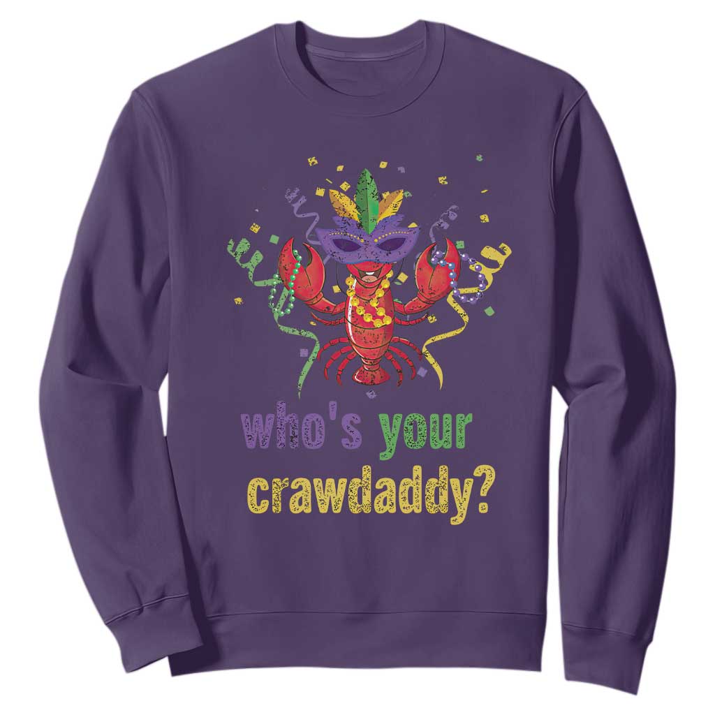 Funny Who's Your Crawdaddy Sweatshirt Crawfish Beads Mardi Gras TS11 Purple Print Your Wear