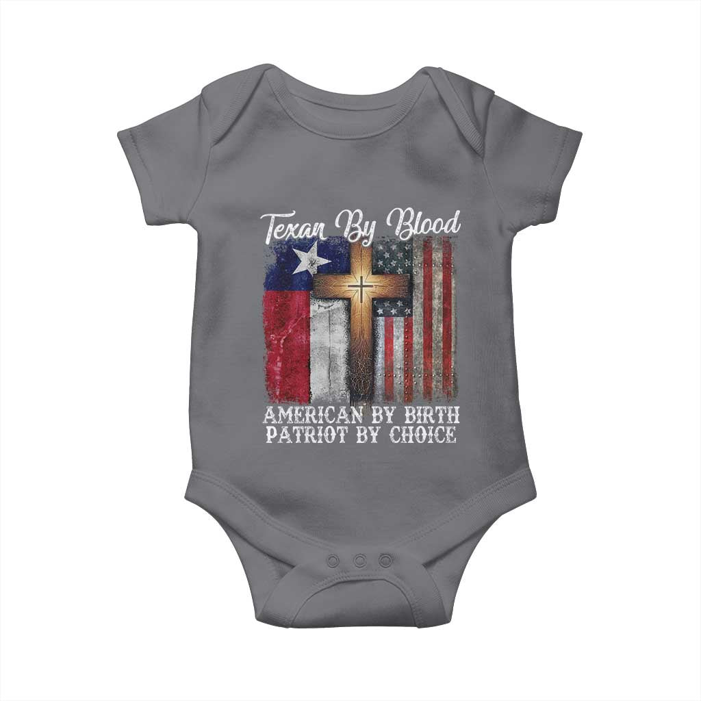 Proud American Texan Jesus Baby Onesie Texan By Blood American By Birth Patriot By Choice Cross TS11 Charcoal Print Your Wear
