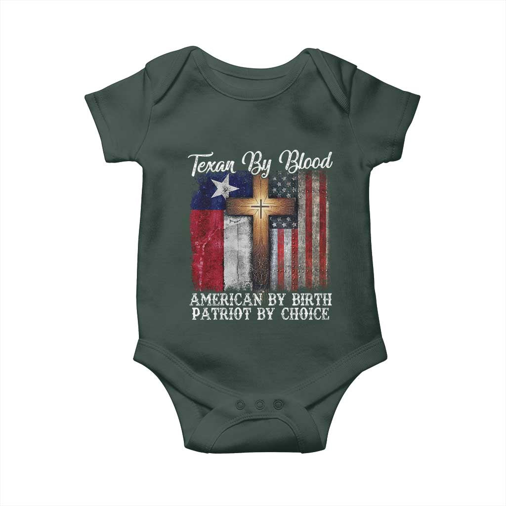 Proud American Texan Jesus Baby Onesie Texan By Blood American By Birth Patriot By Choice Cross TS11 Print Your Wear