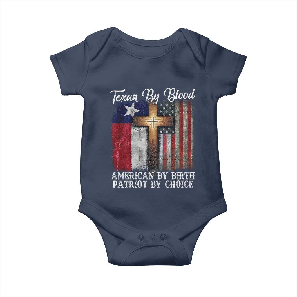 Proud American Texan Jesus Baby Onesie Texan By Blood American By Birth Patriot By Choice Cross TS11 Navy Print Your Wear