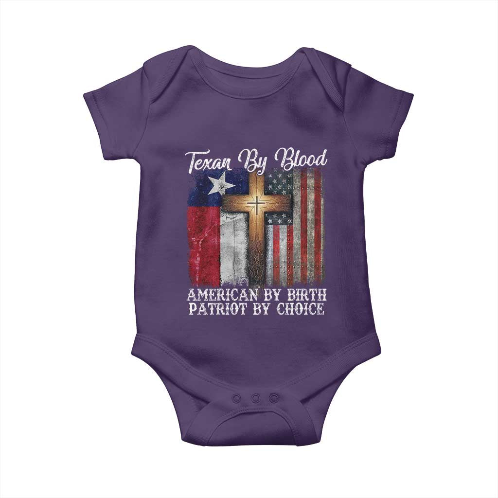 Proud American Texan Jesus Baby Onesie Texan By Blood American By Birth Patriot By Choice Cross TS11 Purple Print Your Wear