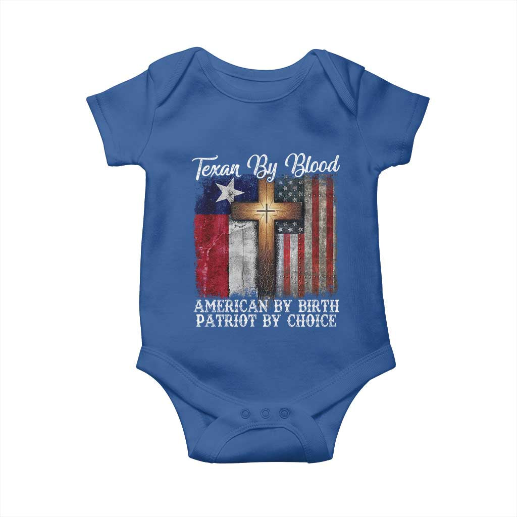 Proud American Texan Jesus Baby Onesie Texan By Blood American By Birth Patriot By Choice Cross TS11 Royal Blue Print Your Wear