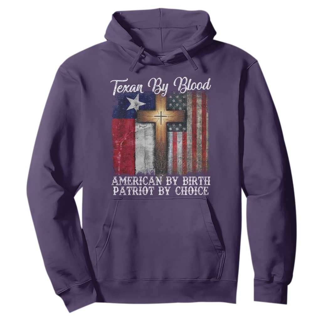 Proud American Texan Jesus Hoodie Texan By Blood American By Birth Patriot By Choice Cross TS11 Purple Print Your Wear