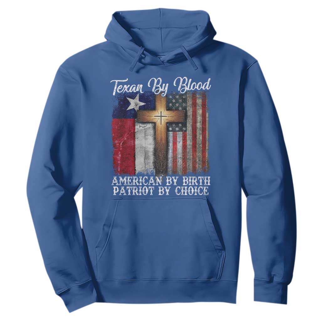 Proud American Texan Jesus Hoodie Texan By Blood American By Birth Patriot By Choice Cross TS11 Royal Blue Print Your Wear