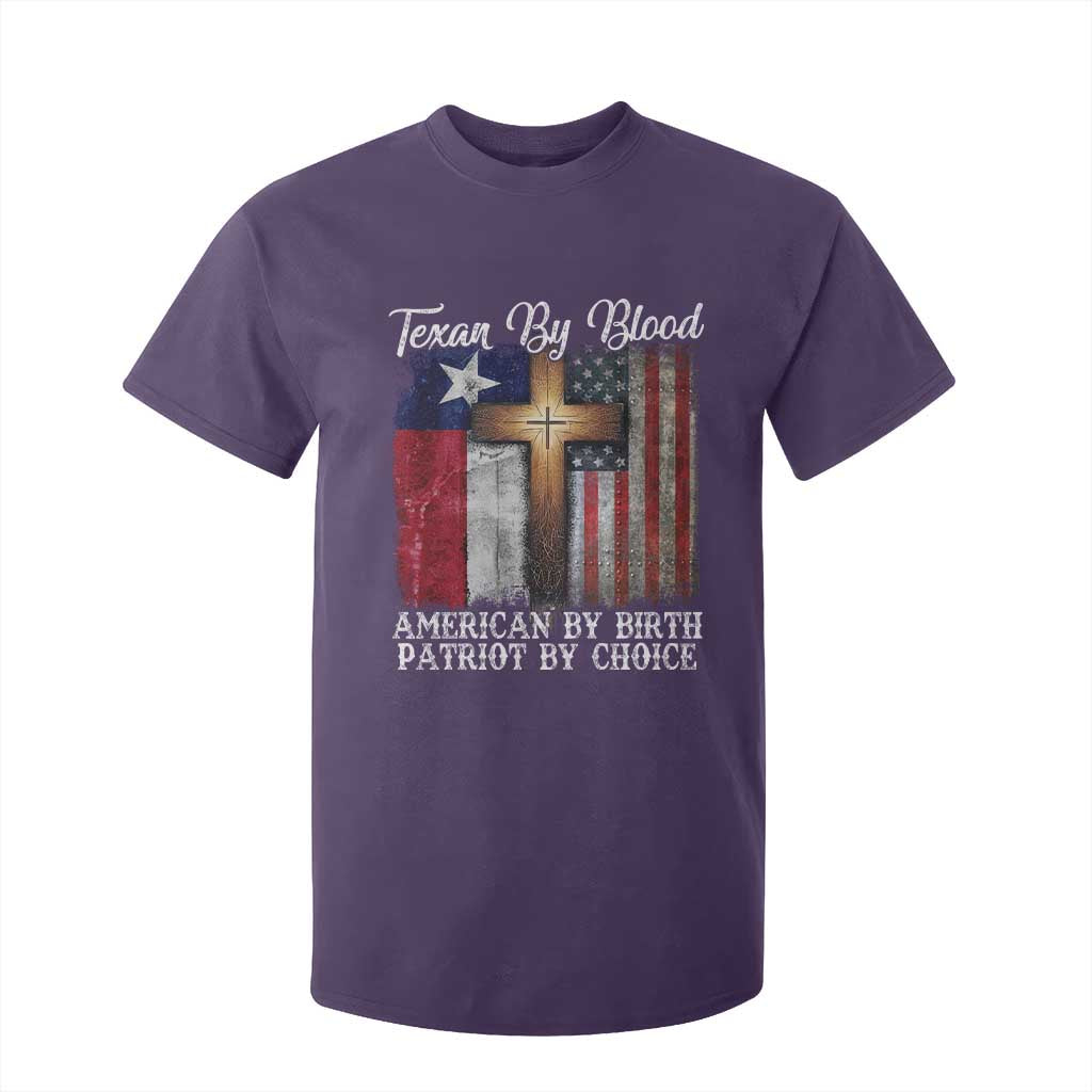 Proud American Texan Jesus T Shirt For Kid Texan By Blood American By Birth Patriot By Choice Cross TS11 Purple Print Your Wear