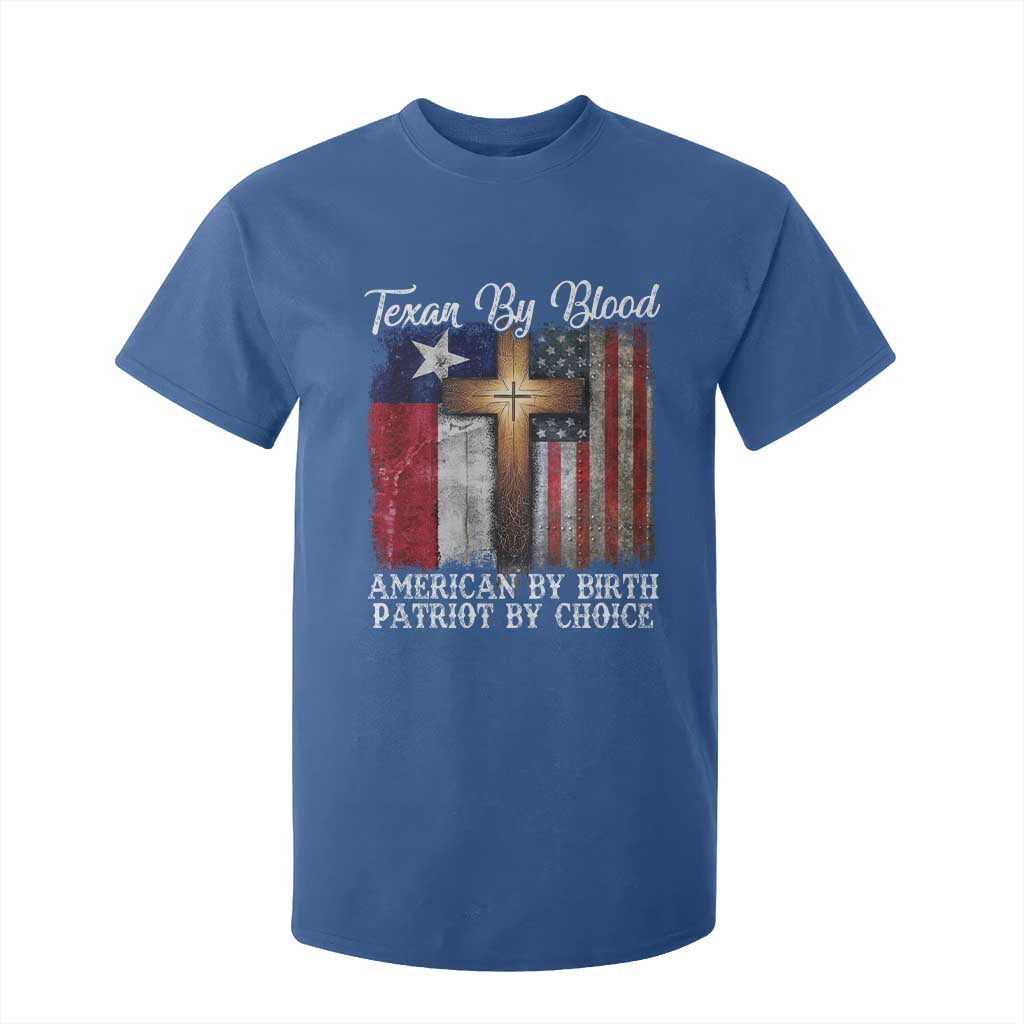 Proud American Texan Jesus T Shirt For Kid Texan By Blood American By Birth Patriot By Choice Cross TS11 Royal Blue Print Your Wear