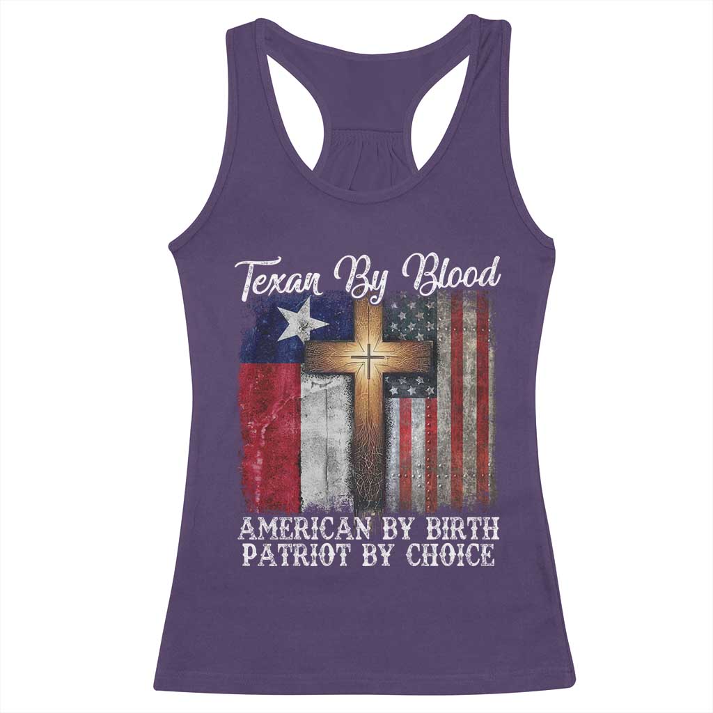 Proud American Texan Jesus Racerback Tank Top Texan By Blood American By Birth Patriot By Choice Cross TS11 Purple Print Your Wear