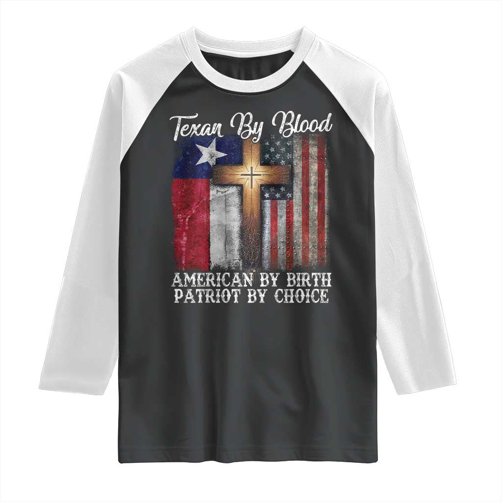 Proud American Texan Jesus Raglan Shirt Texan By Blood American By Birth Patriot By Choice Cross TS11 Black White Print Your Wear