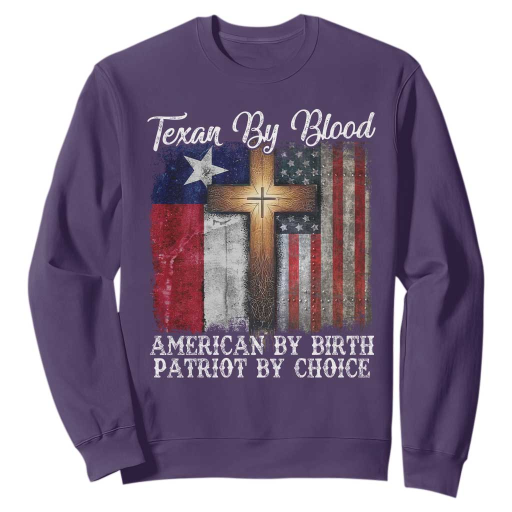 Proud American Texan Jesus Sweatshirt Texan By Blood American By Birth Patriot By Choice Cross TS11 Purple Print Your Wear