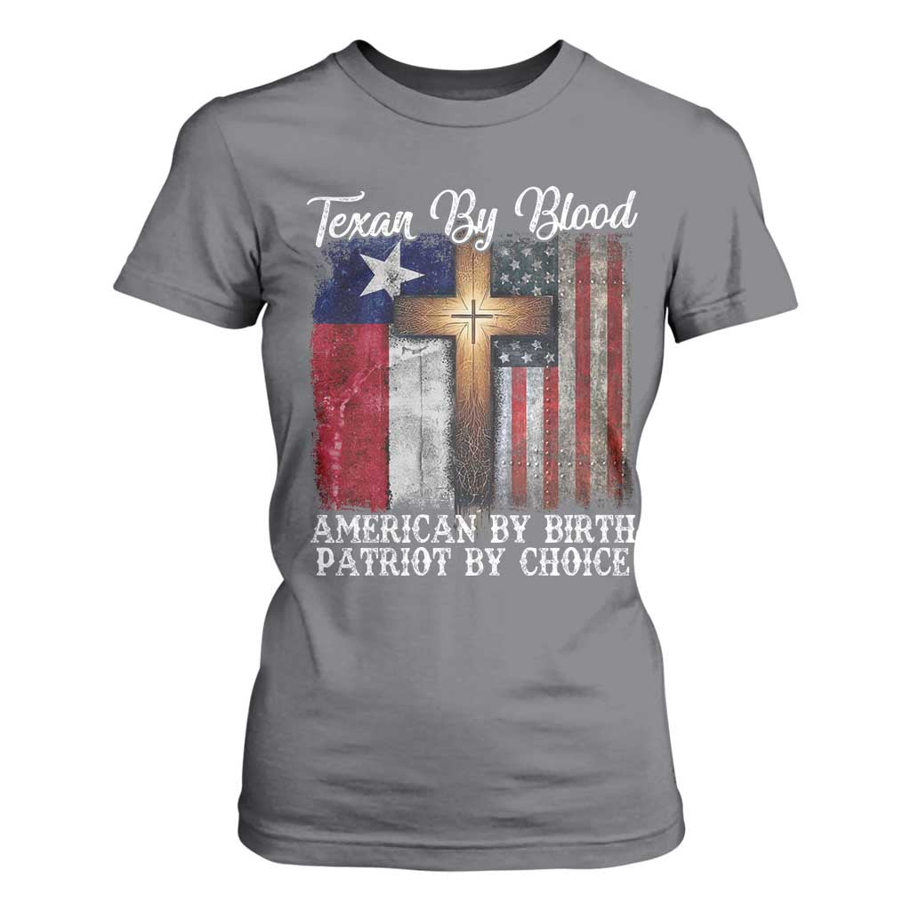 Proud American Texan Jesus T Shirt For Women Texan By Blood American By Birth Patriot By Choice Cross TS11 Charcoal Print Your Wear