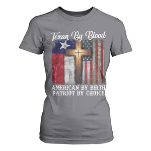 Proud American Texan Jesus T Shirt For Women Texan By Blood American By Birth Patriot By Choice Cross TS11 Charcoal Print Your Wear