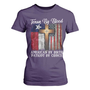 Proud American Texan Jesus T Shirt For Women Texan By Blood American By Birth Patriot By Choice Cross TS11 Purple Print Your Wear