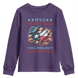 It's A Texas Thing Y'all Wouldn't Understand Youth Sweatshirt USA Texas Flag TS11 Purple Print Your Wear