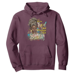 Christian African American Hoodie With God All Things Are Possible Black Prayer TS11 Maroon Print Your Wear