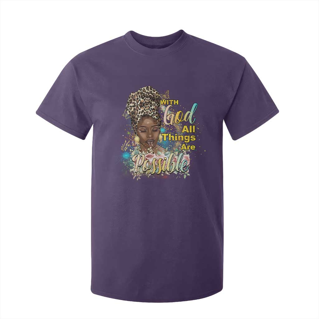 Christian African American T Shirt For Kid With God All Things Are Possible Black Prayer TS11 Purple Print Your Wear