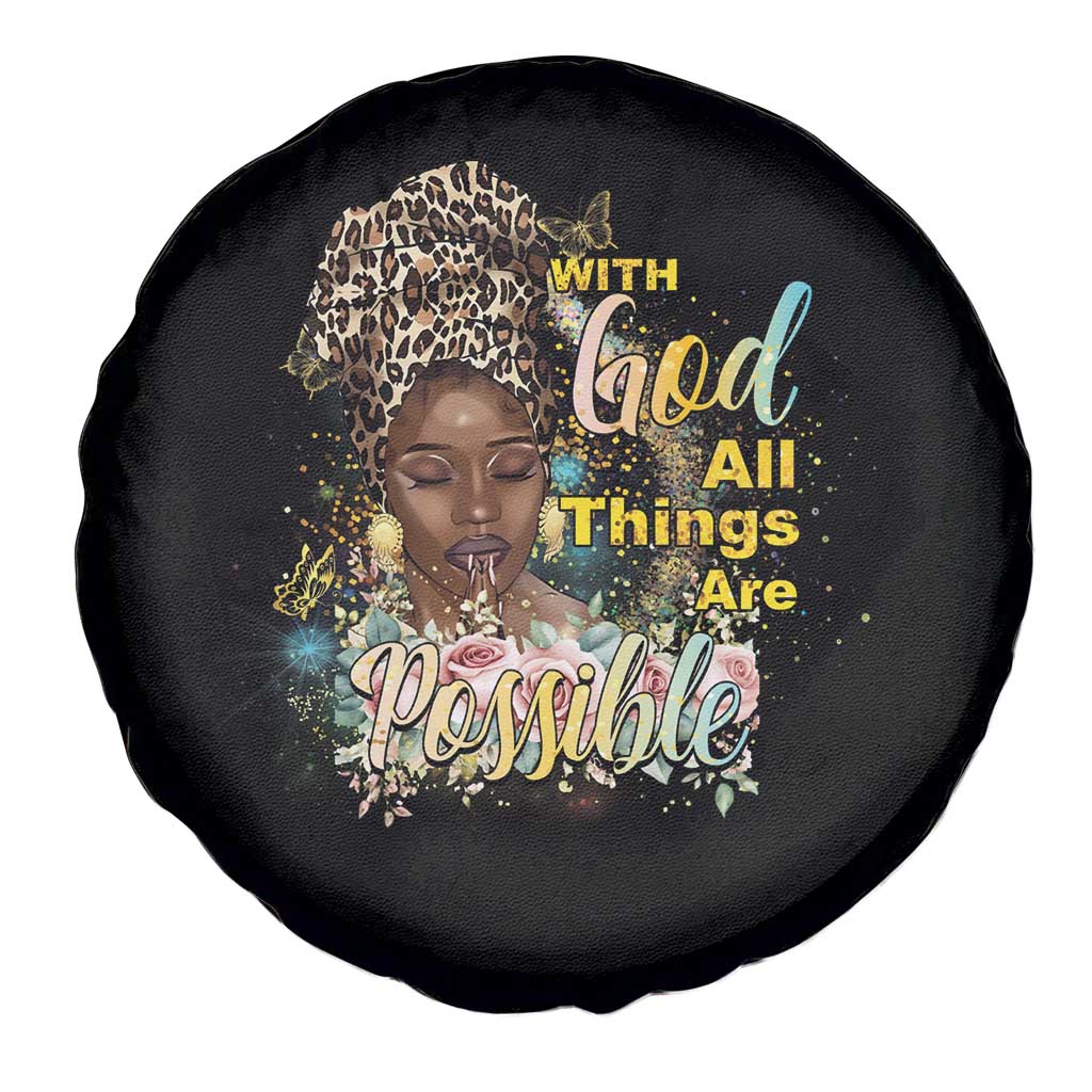 Christian African American Spare Tire Cover With God All Things Are Possible Black Prayer TS11 Print Your Wear