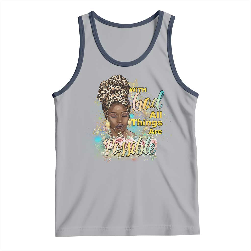 Christian African American Tank Top With God All Things Are Possible Black Prayer TS11 Athletic Heather Navy Print Your Wear