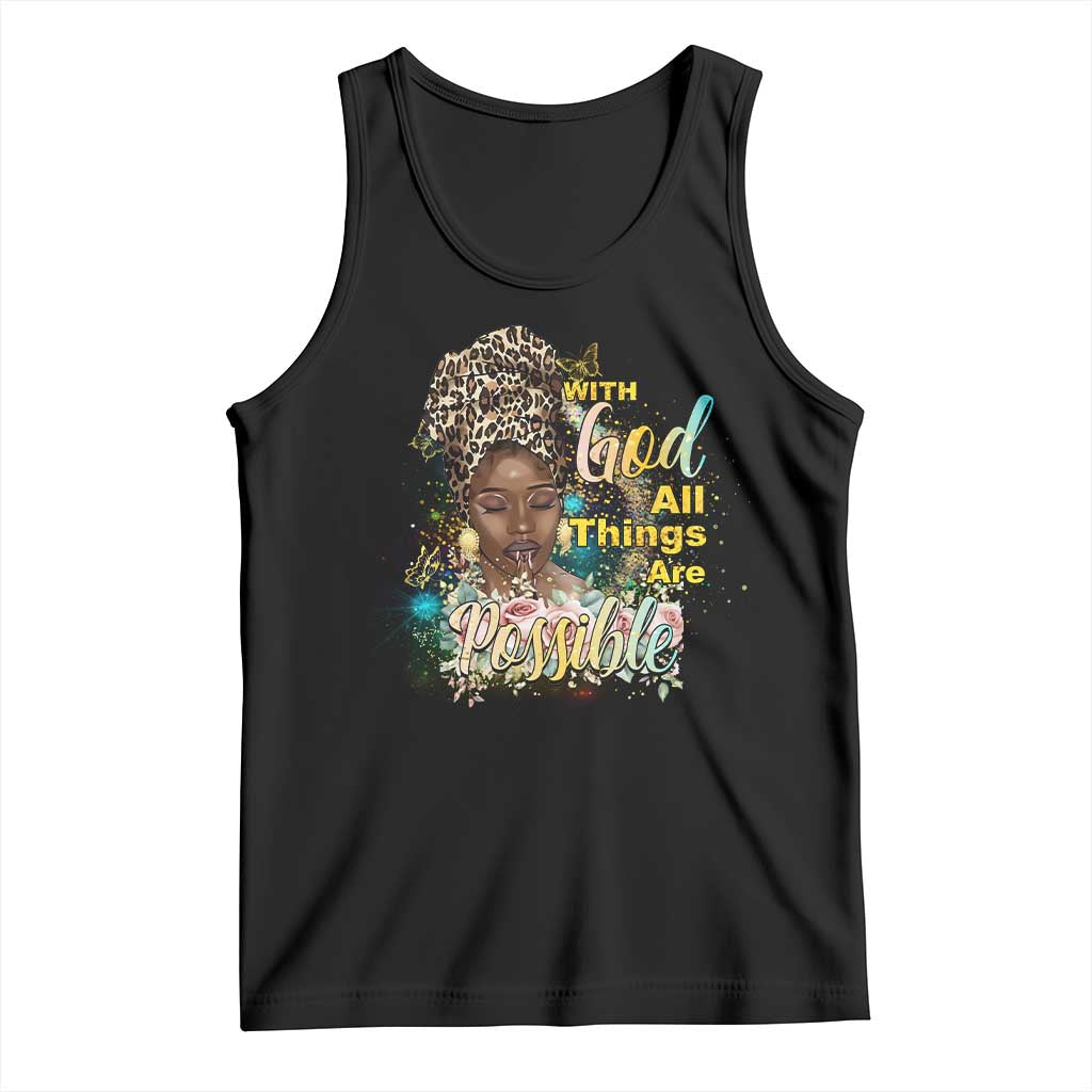 Christian African American Tank Top With God All Things Are Possible Black Prayer TS11 Black Print Your Wear