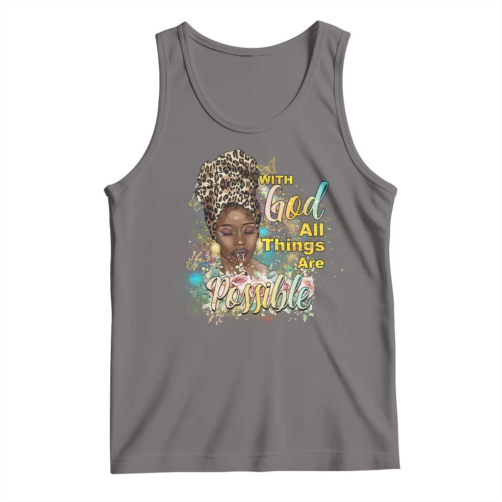 Christian African American Tank Top With God All Things Are Possible Black Prayer TS11 Deep Heather Print Your Wear