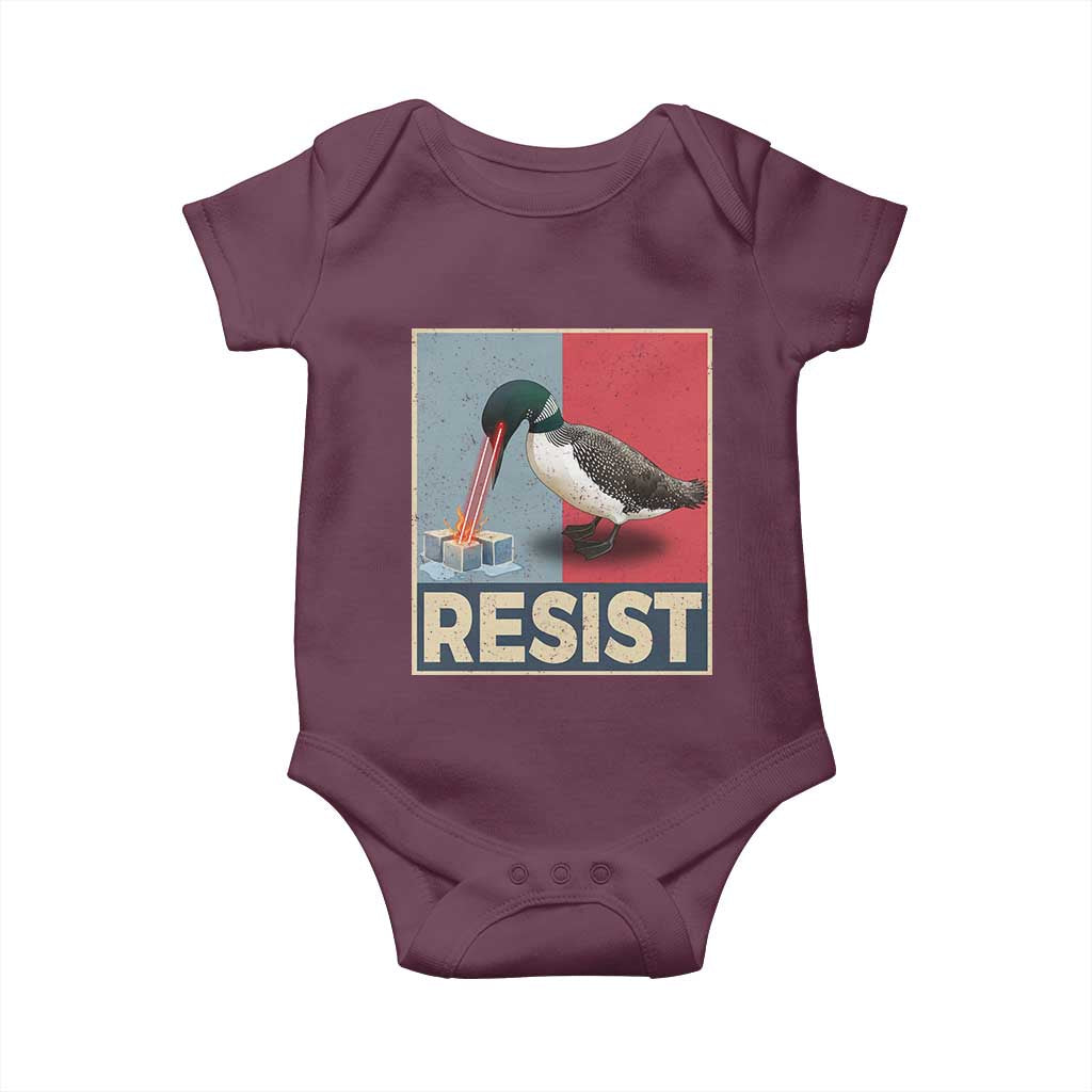 Minnesota Loon Resist Baby Onesie Loon Bird Laser Ice Cube Poster Graphic TS11 Maroon Print Your Wear