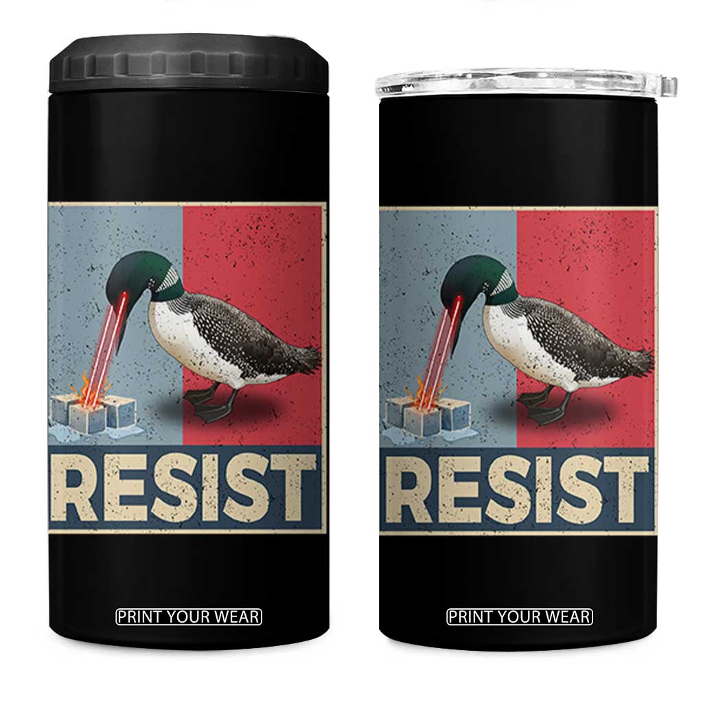 Minnesota Loon Resist 4 in 1 Can Cooler Tumbler Loon Bird Laser Ice Cube Poster Graphic TS11 One Size: 16 oz Black Print Your Wear