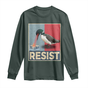 Minnesota Loon Resist Long Sleeve Shirt - Loon Bird Laser Ice Cube Poster Graphic Solidarity Tee TS11 Dark Forest Green Print Your Wear
