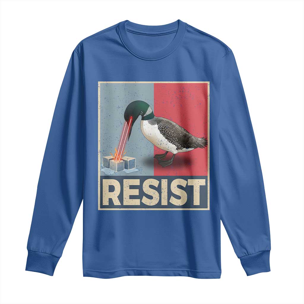 Minnesota Loon Resist Long Sleeve Shirt - Loon Bird Laser Ice Cube Poster Graphic Solidarity Tee TS11 Royal Blue Print Your Wear