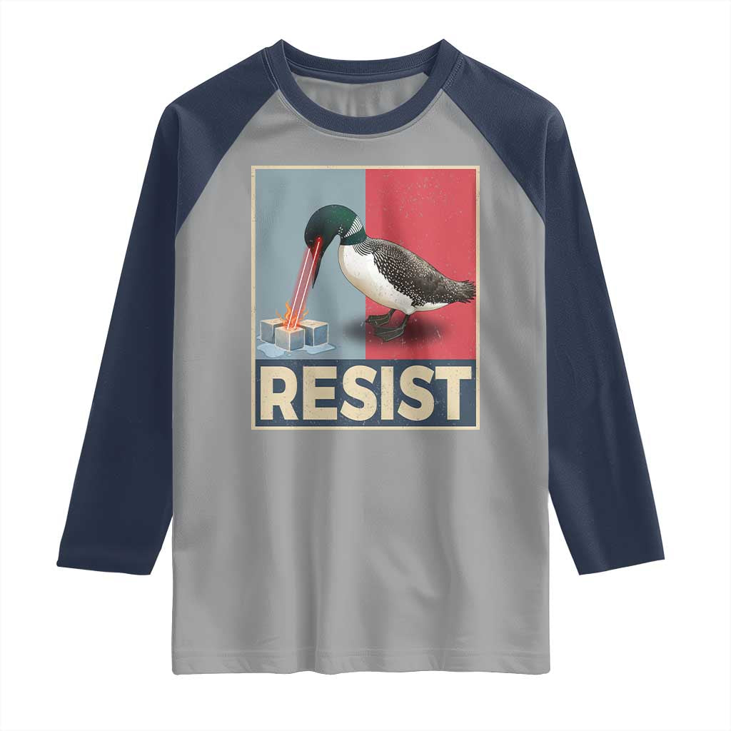 Minnesota Loon Resist Raglan Shirt Loon Bird Laser Ice Cube Poster Graphic TS11 Sport Gray Navy Print Your Wear