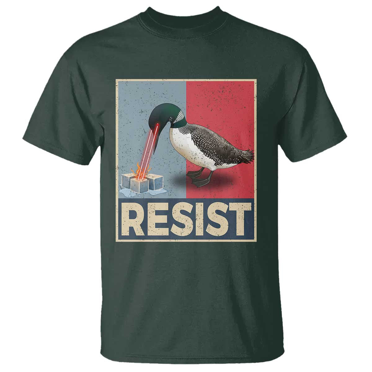 Minnesota Loon Resist T Shirt - Loon Bird Laser Ice Cube Poster Graphic Protest Tee TS11 Dark Forest Green Print Your Wear
