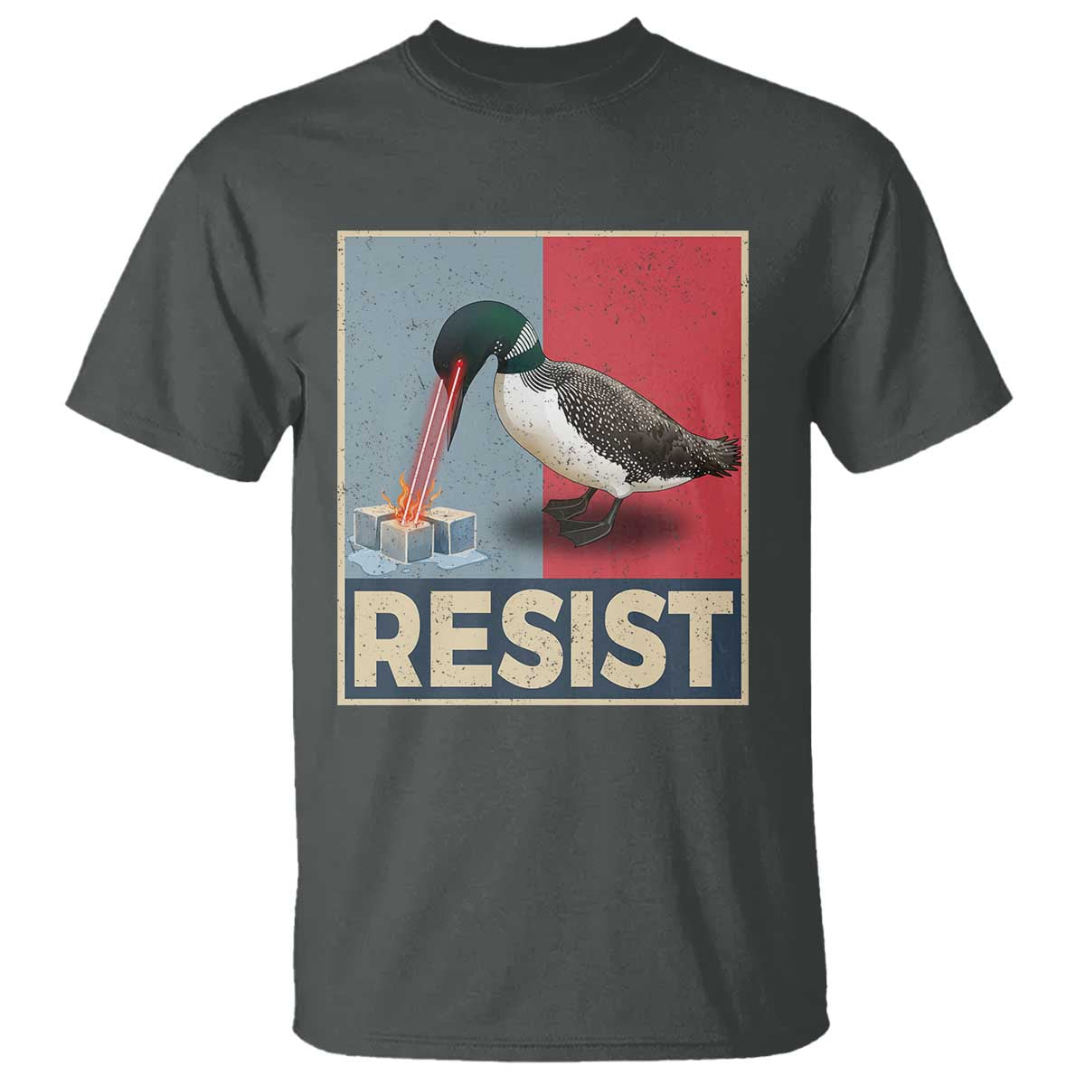 Minnesota Loon Resist T Shirt - Loon Bird Laser Ice Cube Poster Graphic Protest Tee TS11 Dark Heather Print Your Wear