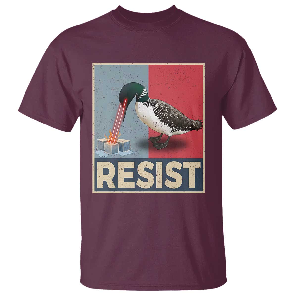Minnesota Loon Resist T Shirt - Loon Bird Laser Ice Cube Poster Graphic Protest Tee TS11 Maroon Print Your Wear
