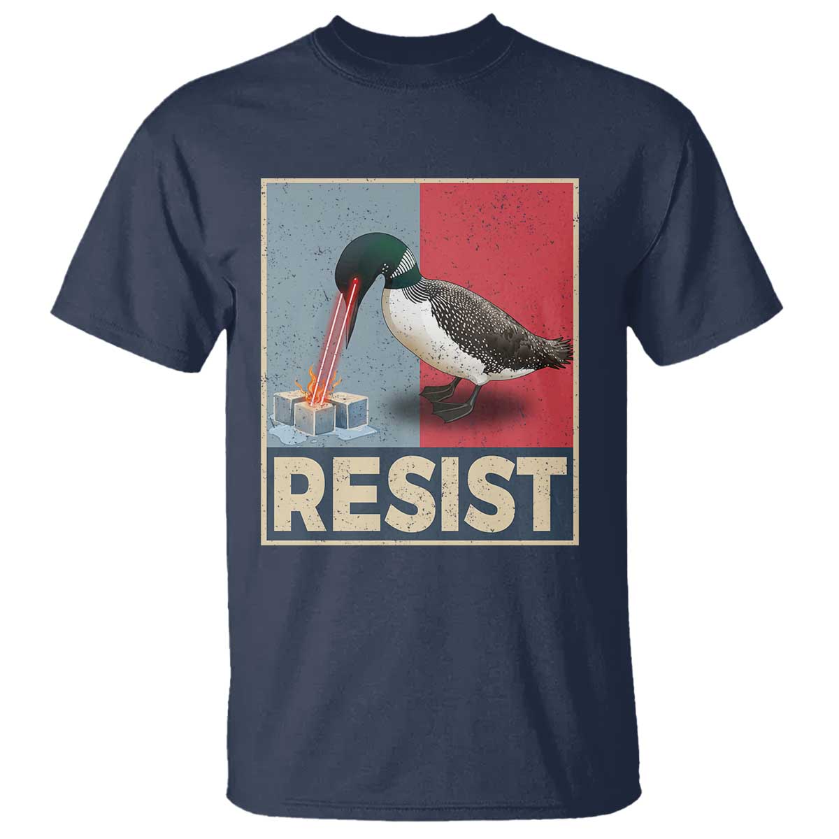 Minnesota Loon Resist T Shirt - Loon Bird Laser Ice Cube Poster Graphic Protest Tee TS11 Navy Print Your Wear