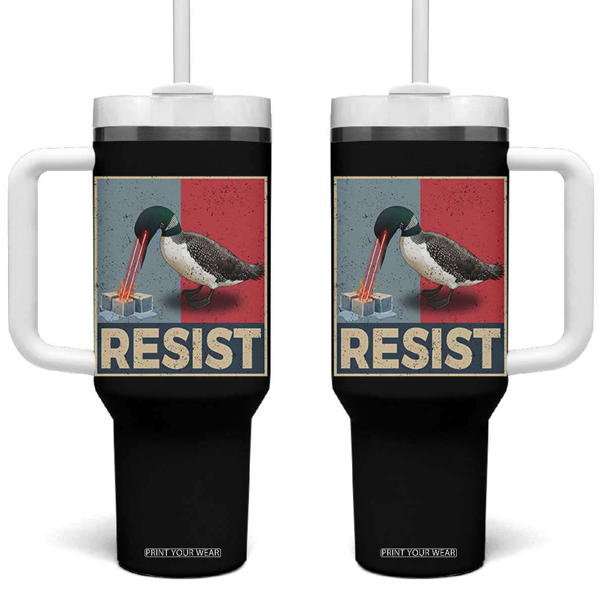 Minnesota Loon Resist Tumbler With Handle Loon Bird Laser Ice Cube Poster Graphic TS11 One Size: 40 oz Black Print Your Wear