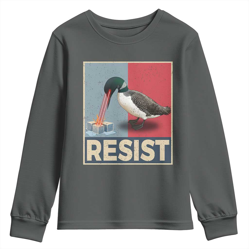 Minnesota Loon Resist Youth Sweatshirt Loon Bird Laser Ice Cube Poster Graphic TS11 Dark Heather Print Your Wear