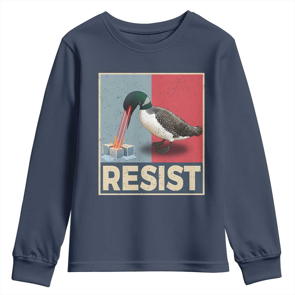 Minnesota Loon Resist Youth Sweatshirt Loon Bird Laser Ice Cube Poster Graphic TS11 Navy Print Your Wear