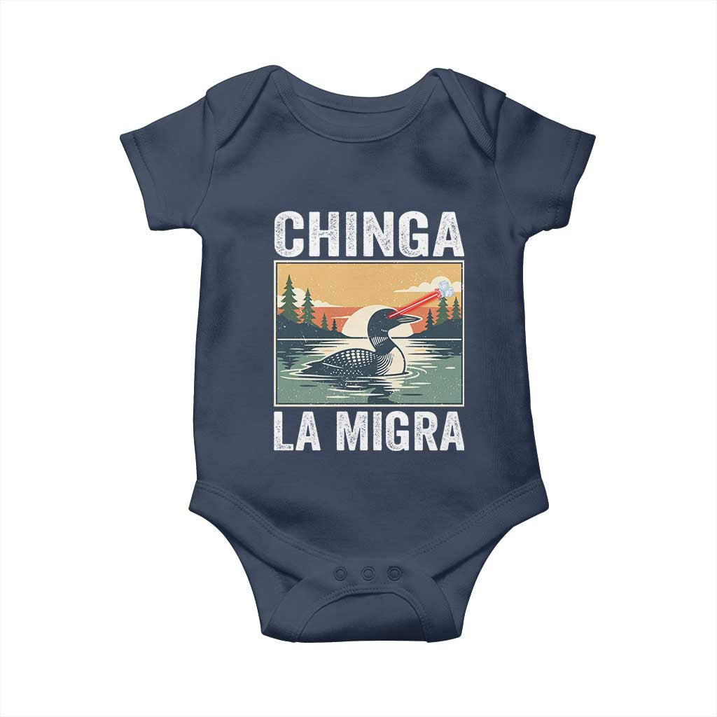 Chinga La Migra Baby Onesie Minnesota Loon Laser Ice Cube Political Protest TS11 Navy Print Your Wear