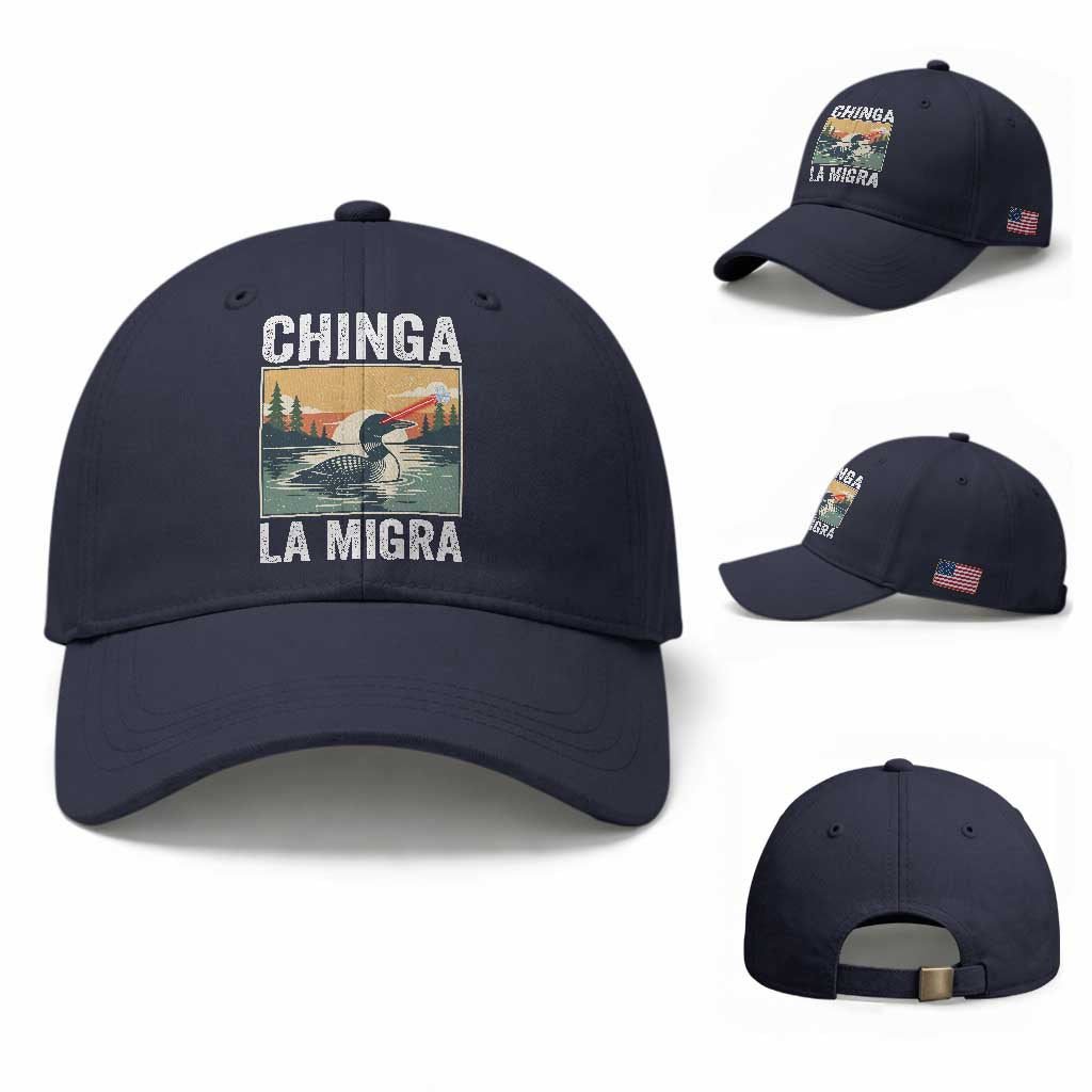Chinga La Migra Baseball Cap Minnesota Loon Laser Ice Cube Political Protest TS11 Baseball Cap Universal Fit Navy Print Your Wear