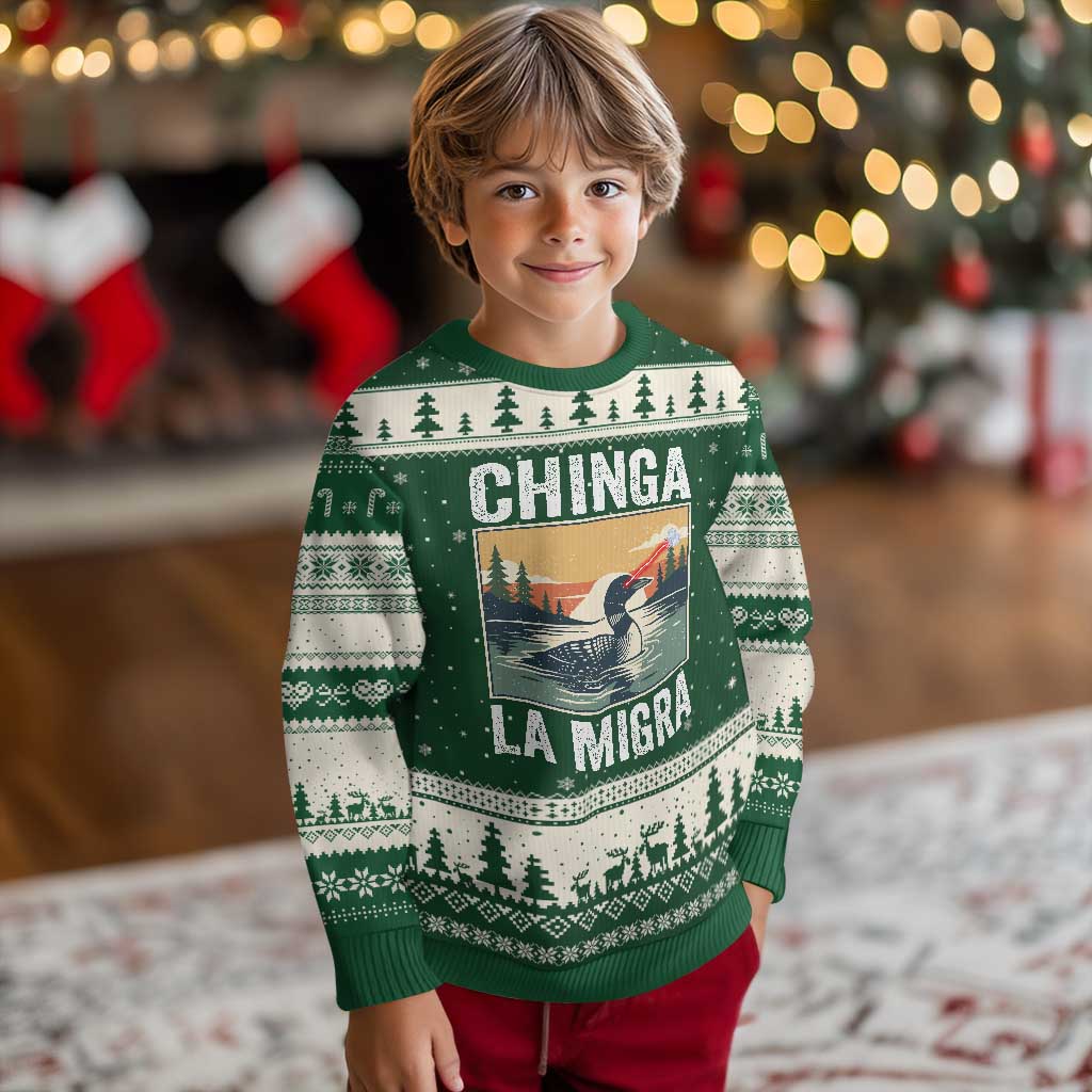 Chinga La Migra Ugly Christmas Sweater Minnesota Loon Laser Ice Cube Political Protest TS11 Forest Green Beige Print Your Wear