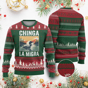 Chinga La Migra Ugly Christmas Sweater Minnesota Loon Laser Ice Cube Political Protest TS11 Red Green Print Your Wear