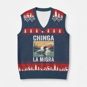 Chinga La Migra V-Neck Knit Sweater Vest Minnesota Loon Laser Ice Cube Political Protest TS11 Navy Red Print Your Wear