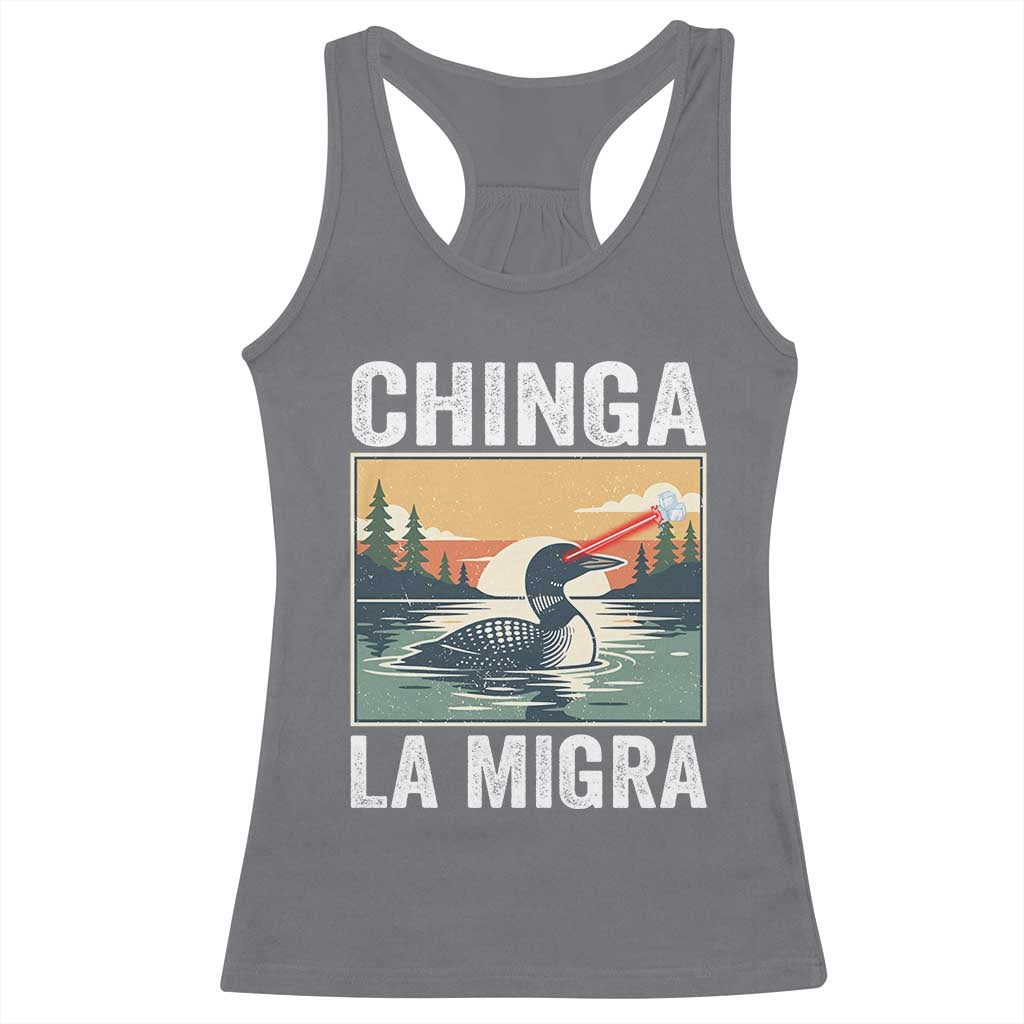 Chinga La Migra Racerback Tank Top Minnesota Loon Laser Ice Cube Political Protest TS11 Charcoal Print Your Wear