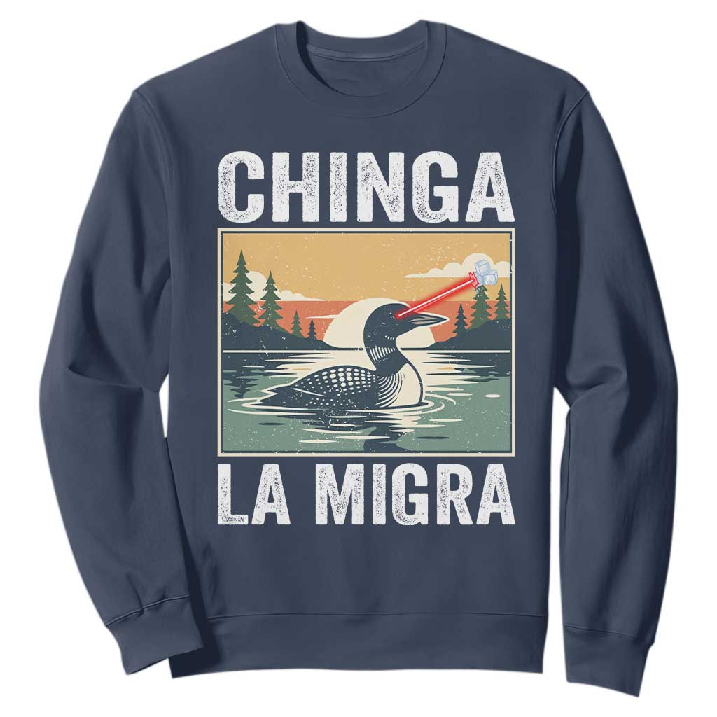 Chinga La Migra Sweatshirt Minnesota Loon Laser Ice Cube Political Protest TS11 Navy Print Your Wear