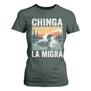 Chinga La Migra T Shirt For Women Minnesota Loon Laser Ice Cube Political Protest TS11 Dark Forest Green Print Your Wear