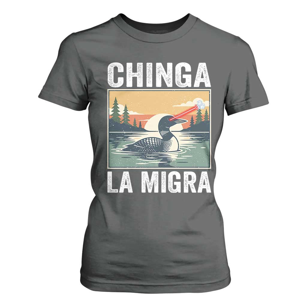 Chinga La Migra T Shirt For Women Minnesota Loon Laser Ice Cube Political Protest TS11 Dark Heather Print Your Wear